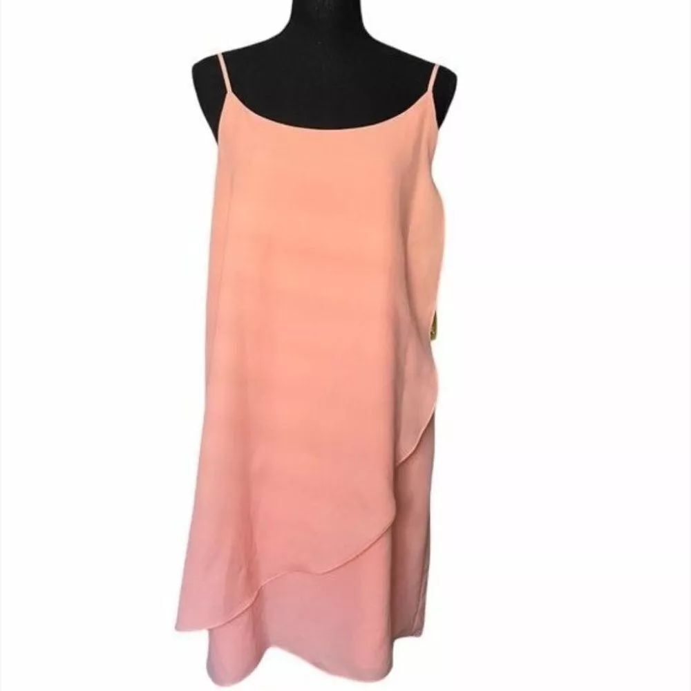 Gianni Bini Flowy Peach Mini adjustable straps Dress Size Small lined